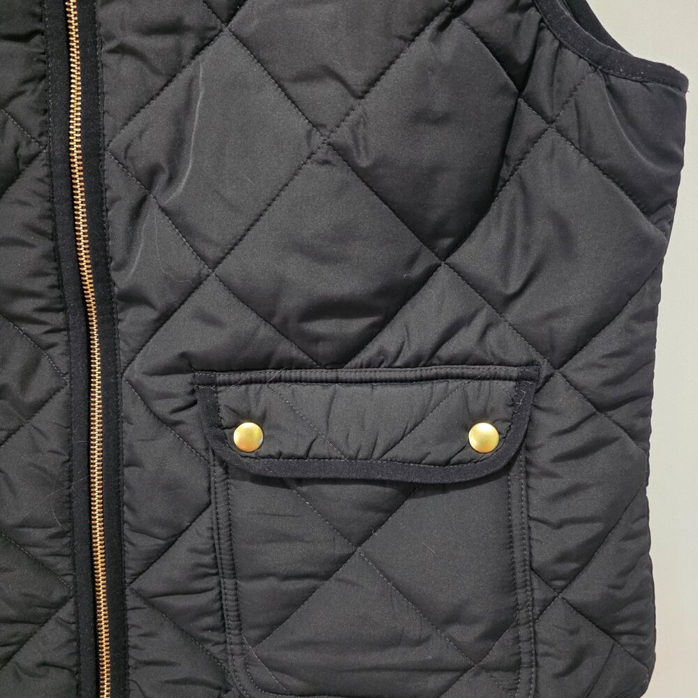 J.Crew Black Quilted Vest Women’s XL Zip Front Lightweight Outerwear - Picture 3 of 7
